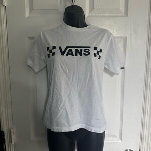 Vans youth White Tee with Black Checkered Logo - size M